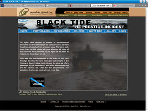screenshot of Black tide environmental oil spill disaster educational site