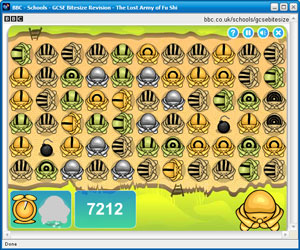 screenshot of bbc revision games for a variety of school subjects