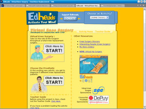 screenshot of edheads virtual replacement interactive website